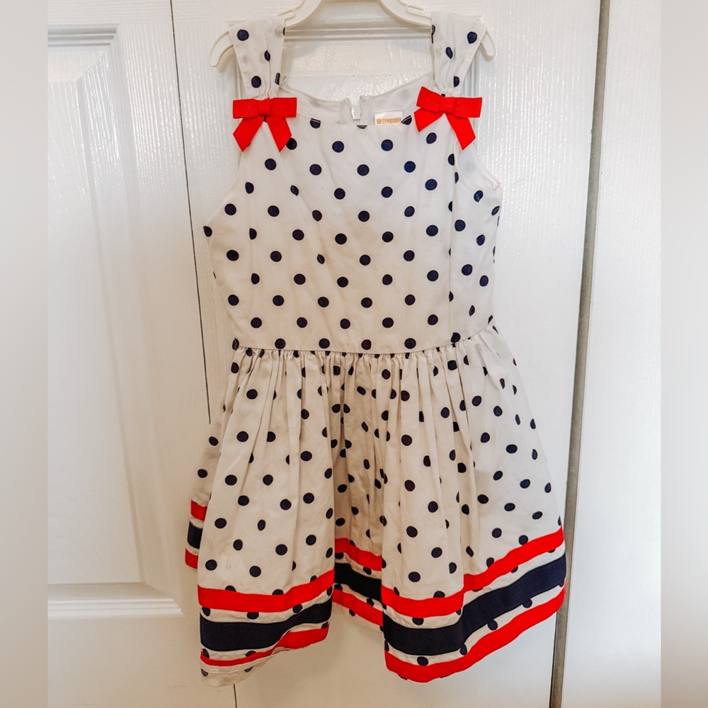 Gymboree Red White & Blue Polka Dot Dress Sz 6